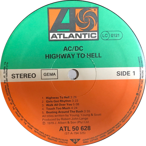 Cover zu AC/DC - Highway To Hell | 1979 | Vinyl | Rock | Germany