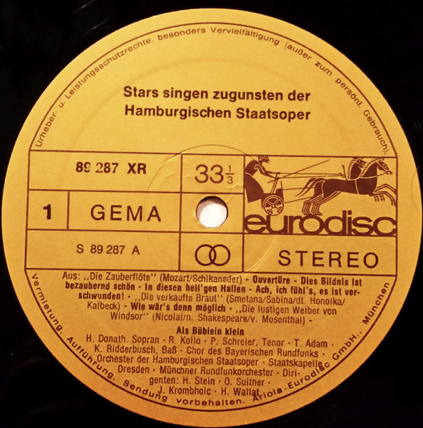 Cover zu Various - Stars Singen Zugunsten Der Hamburgischen Staatsoper | 1976 | Vinyl | Classical | Germany