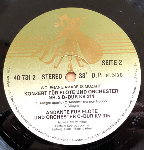 Cover zu Wolfgang Amadeus Mozart, Festival Strings Lucerne, Rudolf Baumgartner, James Galway - Konzerte Für Flöte Und Orchester Nr. 1&2, Andante Für Flöte Und Orchester C-dur | 1981 | Classical Schallplatten Ankauf