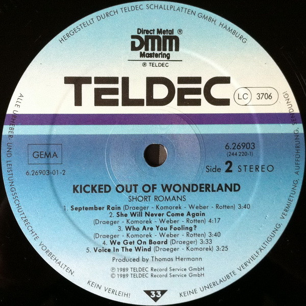 Cover zu Short Romans - Kicked Out Of Wonderland | 1989 | Vinyl, LP, Album | Rock, Pop | Germany