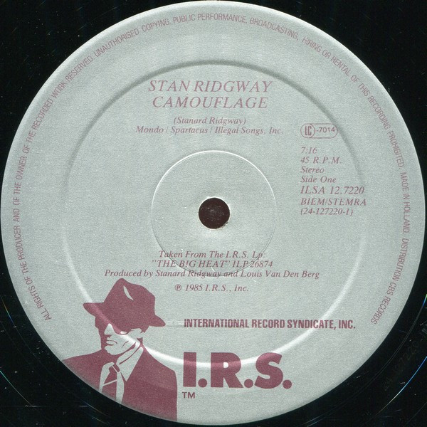 Cover zu Stan Ridgway - Camouflage | 1986 | Vinyl | Rock, Pop | Europe