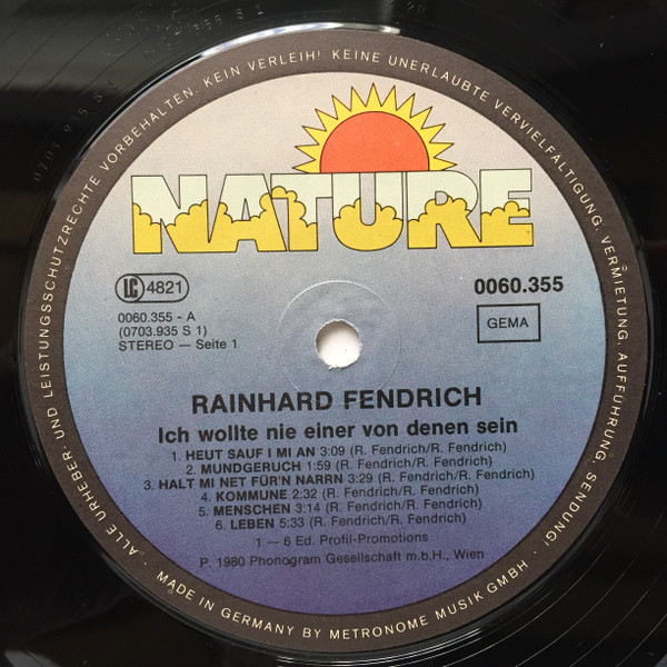 Cover zu Rainhard Fendrich - Ich Wollte Nie Einer Von Denen Sein | 1980 | Vinyl | Jazz, Rock, Funk / Soul, Pop | Germany