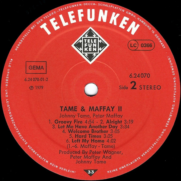 Cover zu Tame & Maffay - Tame & Maffay 2 | 1979 | Vinyl, LP, Album, Stereo | Rock | Germany