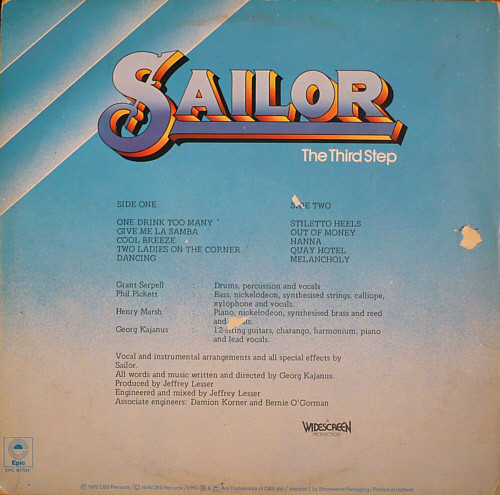 Cover zu Sailor - The Third Step | 1976 | Vinyl | Rock, Pop | Germany