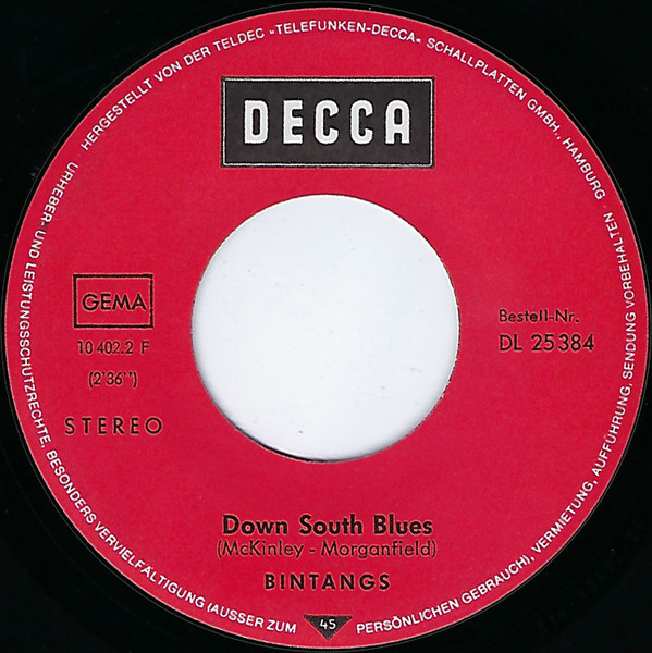 Cover zu Bintangs - Ridin' On The L & N / Down South Blues | 1969 | Vinyl | Rock, Blues | Germany