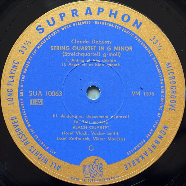 Cover zu Claude Debussy, Maurice Ravel, Vlach Quartet - Streich-Quartett F-Dur, Streich-Quartett G-Moll | 1963 | Vinyl | Classical | Czechoslovakia