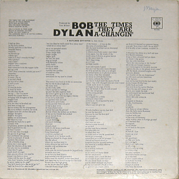 Cover zu Bob Dylan - The Times They Are A-Changin' | Vinyl | Folk, World, & Country | UK