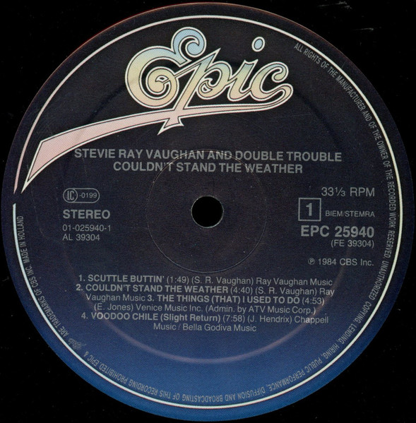 Cover zu Stevie Ray Vaughan & Double Trouble - Couldn't Stand The Weather | 1984 | Vinyl, LP, Album, Stereo | Rock, Blues | Europe