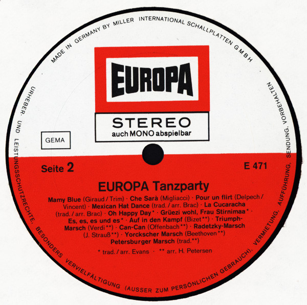 Cover zu The Jack Lester Special Band - Europa Tanzparty | Vinyl | Latin, Pop, Brass & Military | Germany