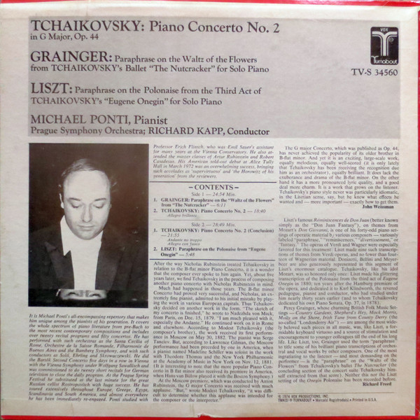 Cover zu Pyotr Ilyich Tchaikovsky - Percy Grainger, Franz Liszt, Michael Ponti, The Prague Symphony Orchestra, Richard Kapp - Piano Concerto No. 2 - Paraphrase On