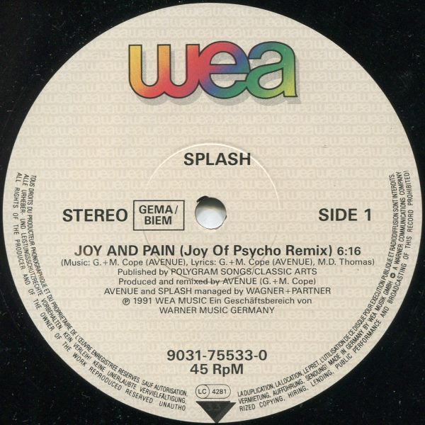 Cover zu Splash (3) - Joy And Pain ( Remix) | 1991 | Vinyl | Electronic | Germany