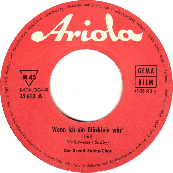 Cover zu Svend Saaby Koret - La Montanara / Wenn Ich Ein Glöcklein Wär' | 1961 | Vinyl | Folk, World, & Country | Germany