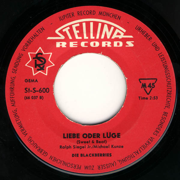 Cover zu The Blackberries (2) - Ich Seh' Black (Black Is Black) / Liebe Oder Lüge | 1966 | Vinyl | Rock, Pop | Germany Schallplatten Ankauf