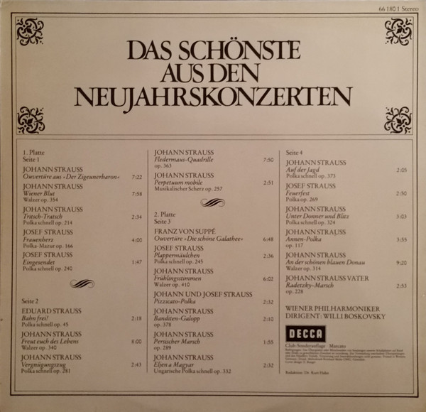 Cover zu Wiener Philharmoniker / Willi Boskovsky - Das Schönste Aus Den Neujahrskonzerten | 1977 | Vinyl | Classical | Germany Schallplatten Ankauf