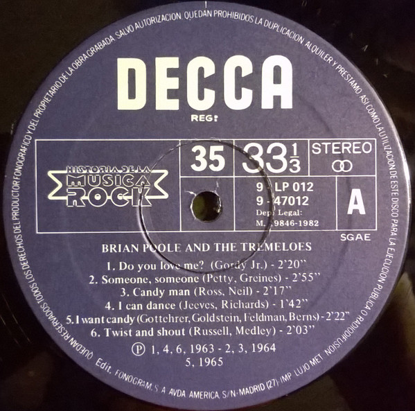 Cover zu Brian Poole & The Tremeloes, The Tornados - Brian Poole And The Tremeloes / The Tornados | 1982 | Vinyl | Rock | Spain