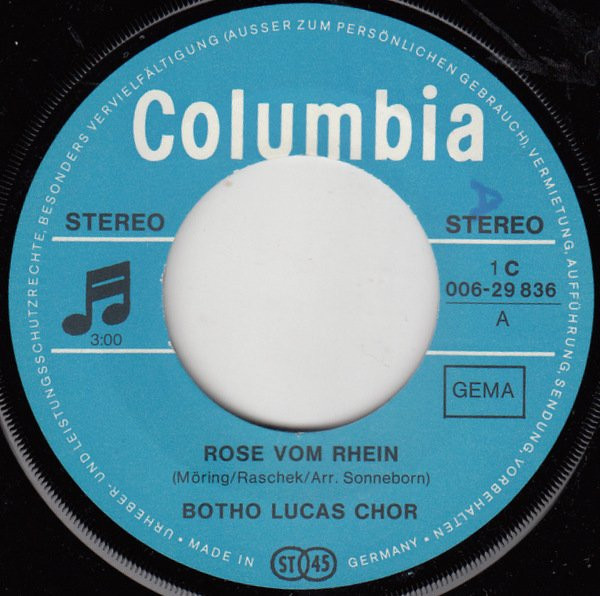 Cover zu Der Botho-Lucas-Chor - Rose Vom Rhein | 1970 | Vinyl | Pop | Germany