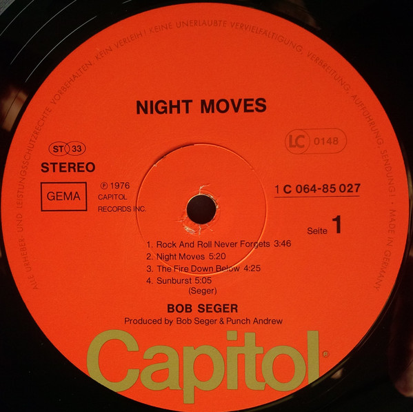 Cover zu Bob Seger And The Silver Bullet Band - Night Moves | 1976 | Vinyl | Rock | Germany Schallplatten Ankauf