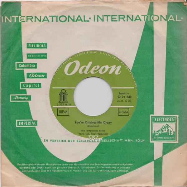Cover zu The Temperance Seven - You're Driving Me Crazy | 1961 | Vinyl | Pop | Germany