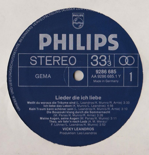 Cover zu Vicky Leandros - Lieder Die Ich Liebe | 1977 | Vinyl | Pop | Germany Schallplatten Ankauf