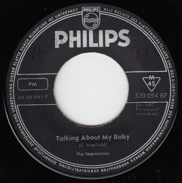 Cover zu The Impressions / The Tams - Talking About My Baby / What Kind Of Fool | 1964 | Vinyl | Funk / Soul | Germany Schallplatten Ankauf