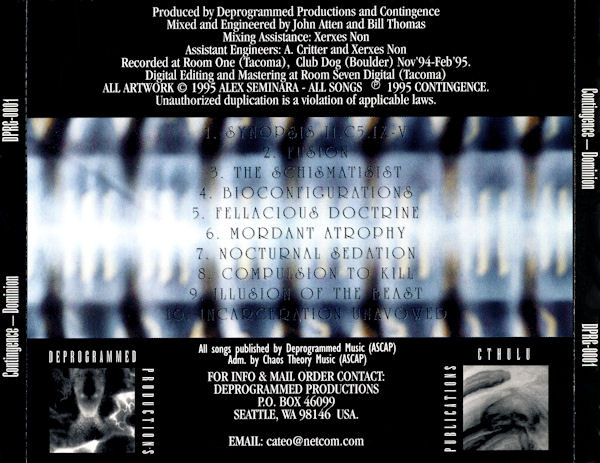 Cover zu Contingence - Dominion | 1995 | CD, Album | Electronic, Rock | US Schallplatten Ankauf