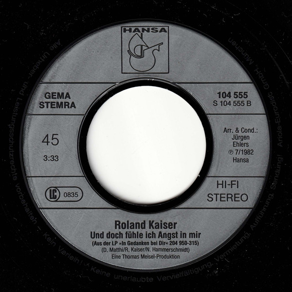 Cover zu Roland Kaiser - Manchmal Möchte Ich Schon Mit Dir | 1982 | Vinyl | Pop | Europe