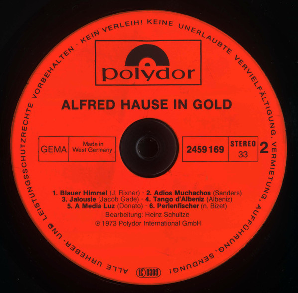 Cover zu Alfred Hause - In Gold | Vinyl, LP, Compilation | Latin | Germany