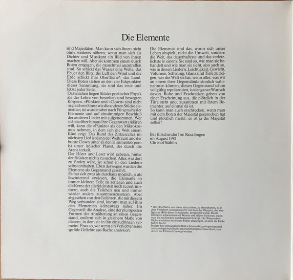 Cover zu Christof Stählin, Die Fanfare Der Poesie - Feuer, Wasser, Luft Und Erde - Ein Beitrag Zur Welt | 1981 | Vinyl | Jazz, Folk, World, & Country | Germany