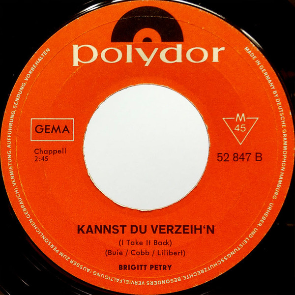 Cover zu Brigitt Petry - Wenn Die Glocken Läuten / Kannst Du Verzeih'n? | 1967 | Vinyl, 45 RPM, 7