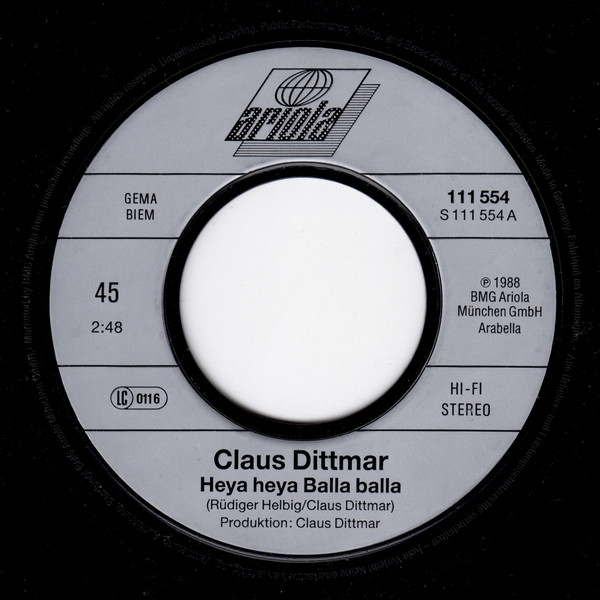 Cover zu Claus Dittmar - Heya-Heya Balla-Balla | 1988 | Vinyl, 7