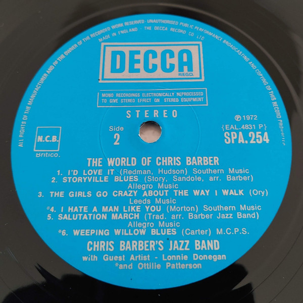Cover zu Chris Barber's Jazz Band with Lonnie Donegan & Ottilie Patterson - The World Of Chris Barber | 1972 | Vinyl | Jazz | UK