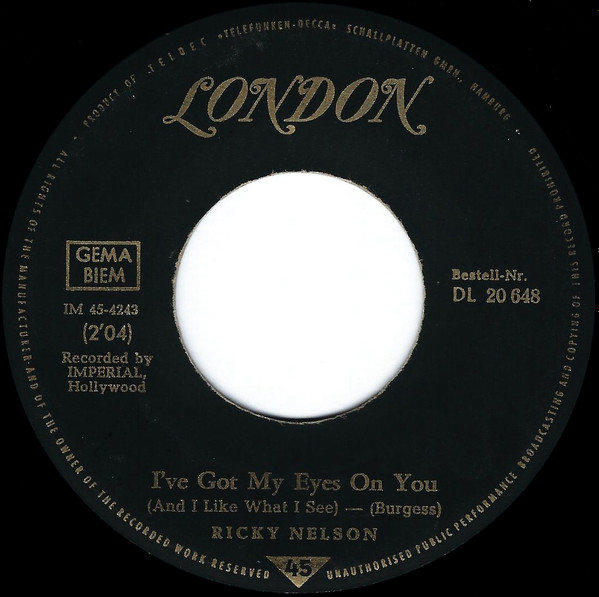Cover zu Ricky Nelson (2) - Teen Age Idol | 1962 | Vinyl | Rock, Pop | Germany Schallplatten Ankauf