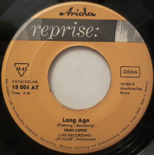 Cover zu Trini Lopez - Lebewohl Daisy Girl / Long Ago | 1965 | Vinyl | Pop | Germany