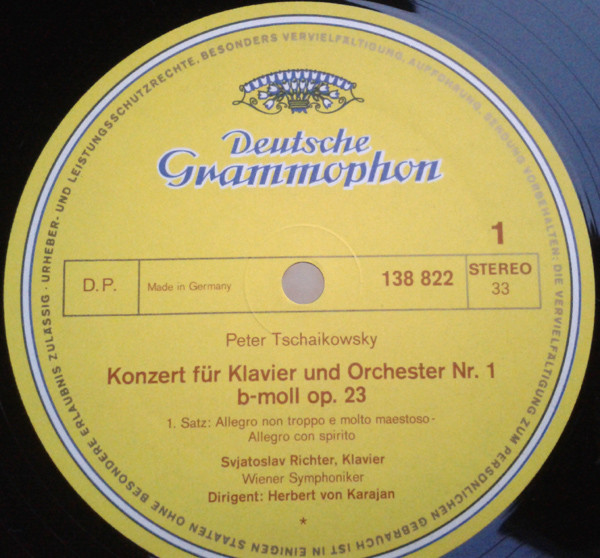 Cover zu Pyotr Ilyich Tchaikovsky - Sviatoslav Richter · Herbert von Karajan · Wiener Symphoniker - Klavierkonzert Nr.1 B-moll · Piano Concerto No. 1 In B Flat Minor | Vinyl | Classical | Germany Schallplatten Ankauf