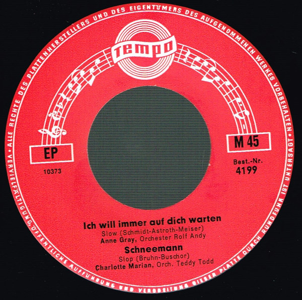 Cover zu Anne Gray / Charlotte Marian / Udo Spitz - Ich Will Immer Auf Dich Warten / Schneemann / Vergangen, Vergessen, Vorüber / Kenn Ein Land | Rock, Pop, Folk, World, & Country