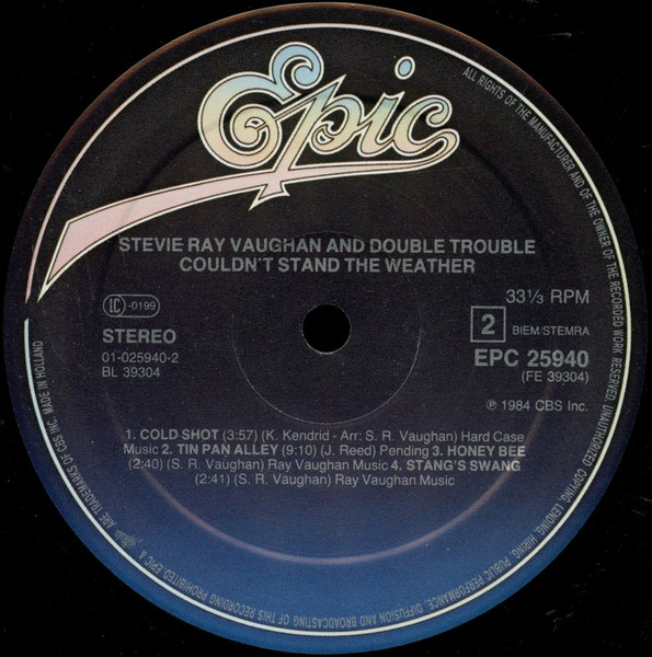 Cover zu Stevie Ray Vaughan & Double Trouble - Couldn't Stand The Weather | 1984 | Vinyl, LP, Album, Stereo | Rock, Blues | Europe Schallplatten Ankauf