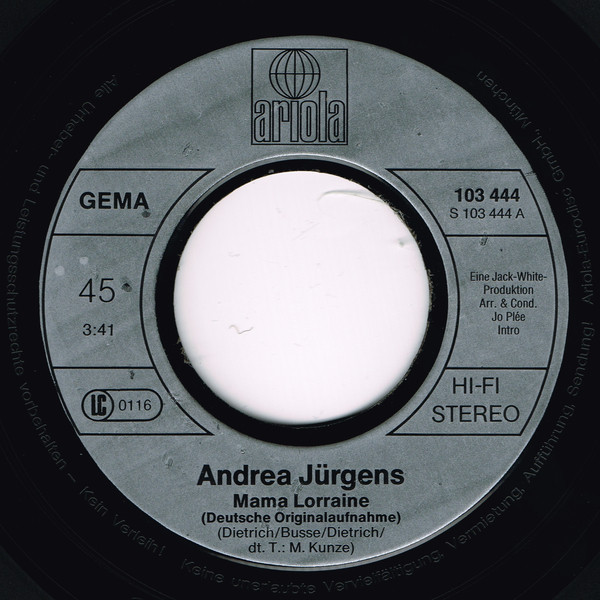 Cover zu Andrea Jürgens - Mama Lorraine | 1981 | Vinyl | Pop | Germany Schallplatten Ankauf