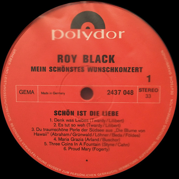 Cover zu Roy Black - Mein Schönstes Wunschkonzert | 1970 | Vinyl | Pop | Germany
