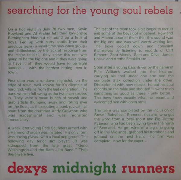 Cover zu Dexys Midnight Runners - Searching For The Young Soul Rebels | 1980 | Vinyl | Rock | Germany