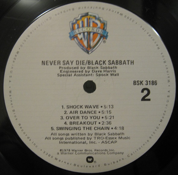 Cover zu Black Sabbath - Never Say Die! | 1978 | Vinyl | Rock | US