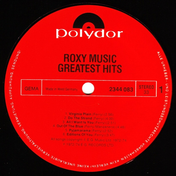Cover zu Roxy Music - Greatest Hits | 1977 | Vinyl | Rock, Pop | Germany
