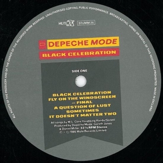 Cover zu Depeche Mode - Black Celebration | 1986 | Vinyl | Electronic | UK