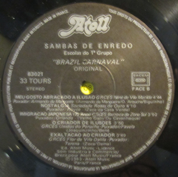 Cover zu Various - Brazil Carnaval; Sambas De Enredo - Escolas Do 1e Grupo | 1983 | Vinyl | Folk, World, & Country | France