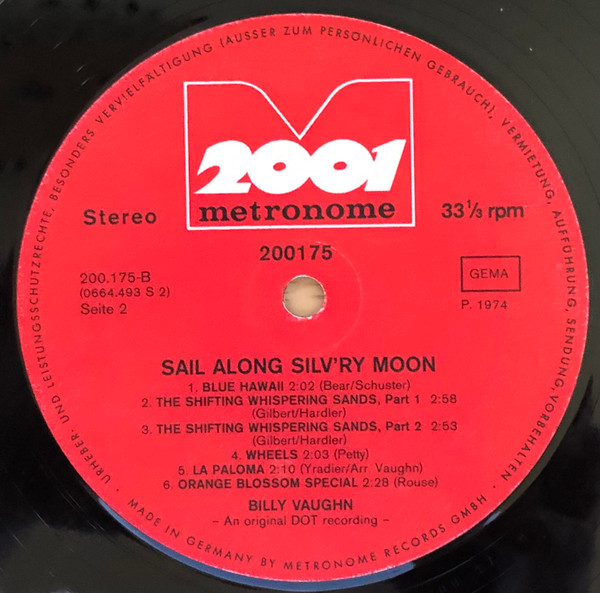 Cover zu Billy Vaughn - Sail Along Silv'ry Moon | 1974 | Vinyl, LP, Stereo, Compilation | Latin, Folk, World, & Country, Stage & Screen | Germany