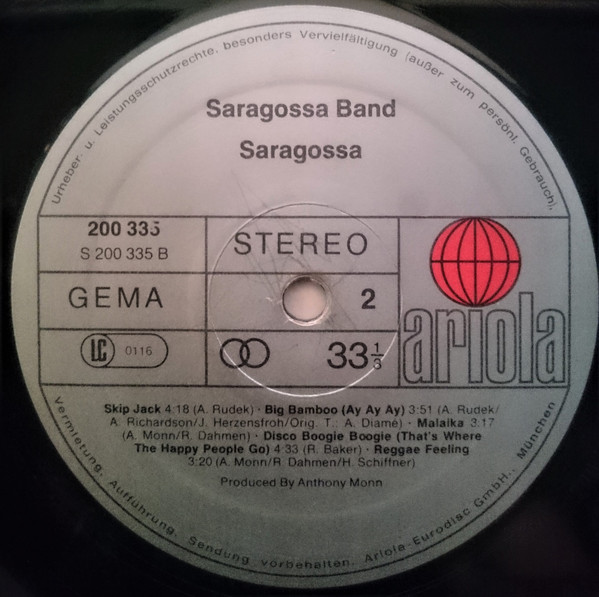 Cover zu Saragossa Band - Saragossa | 1979 | Vinyl, LP, Album, Stereo | Electronic, Reggae, Pop | Germany Schallplatten Ankauf