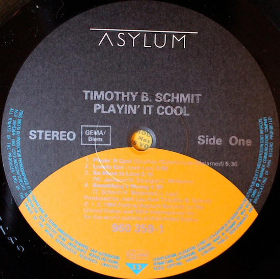 Cover zu Timothy B. Schmit - Playin' It Cool | 1984 | Vinyl | Rock | Europe