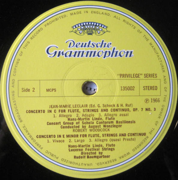 Cover zu Antonio Vivaldi • Giovanni Battista Pergolesi • Jean-Marie Leclair - Robert Woodcock, Hans-Martin Linde, Burghard Schaeffer - Baroque Flute Concertos | 1966 | Vinyl | Classical | UK Schallplatten Ankauf