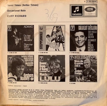 Cover zu Cliff Richard - Good Times | 1969 | Vinyl | Rock, Pop | Germany Schallplatten Ankauf