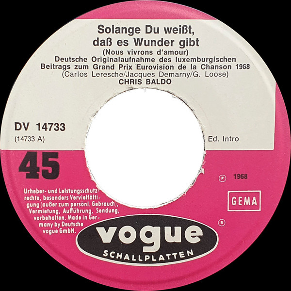 Cover zu Chris Baldo - Solange Du Weisst, Das Es Wunder Gibt | 1968 | Vinyl | Pop | Germany Schallplatten Ankauf
