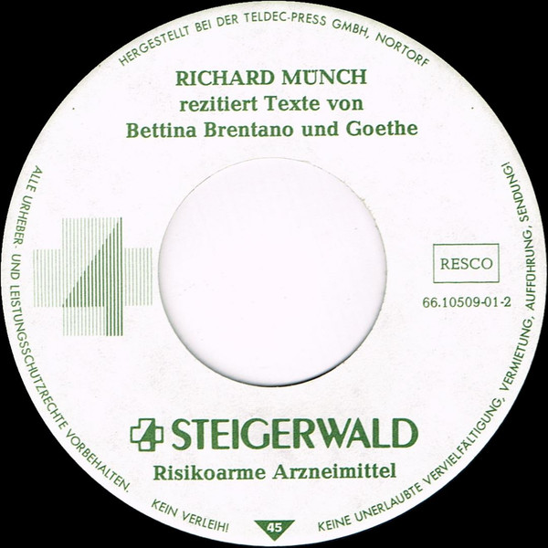 Cover zu Adolf Tegtmeier / Richard Münch - Als Basis Die Natur | Vinyl, 7